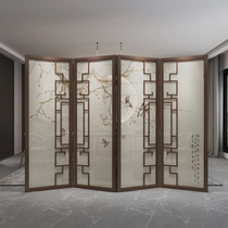 New Chinese solid wood screen partition entrance into the living room folding screen flower grid shape folding screen easy to move Light luxury style