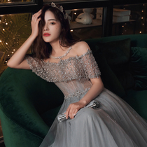 Evening dress 2020 summer new high-end banquet temperament queen long host toast dress thin Bridesmaid skirt