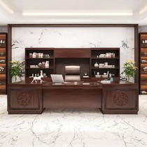 New Chinese solid wood big class boss table Zen light luxury President desk desk furniture walnut solid wood custom
