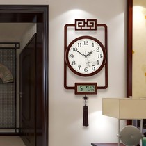 New Chinese calendar wall clock Household atmospheric perpetual calendar Chinese style fashion creative living room silent electronic quartz clock