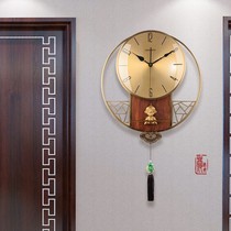 New Chinese living room wall clock home Creative Time watch decoration light luxury simple Chinese style fashion mute quartz clock