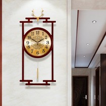 New Chinese style light luxury deer head wall clock watch silent creative home clock wall hanging Chinese style atmospheric living room quartz clock