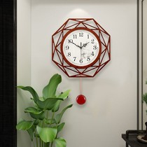 New Chinese style simple hanging watch fashion atmosphere Chinese style bedroom art personality living room Quartz creative wall clock