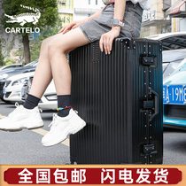 Luggage mens large-capacity 34-inch trolley case universal wheel womens strong and durable thickened travel password leather case 28