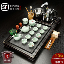 Kung Fu tea set Household automatic four-in-one simple solid wood tea tray complete set of tea ceremony simple tea table tea sea