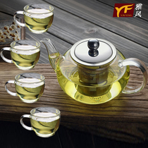 Ya Feng high temperature resistant thickened glass teapot single pot household small Kung Fu Black Tea Teapot filter tea set