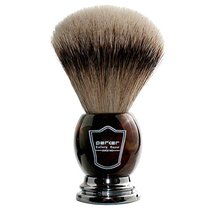 Parker-American Parker HHST silver tip gray badger sideburns imitation horn handle shaving brush with brush holder