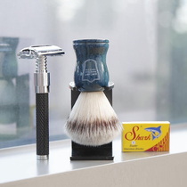 Parker-American Parker BLSY synthetic badger hair blue handle shaving brush with brush holder