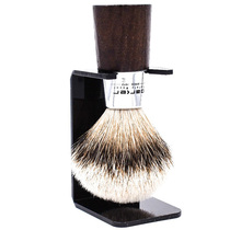 Parker-American Parker WNST walnut chrome handle silver tip gray badger hair shaving brush with bracket