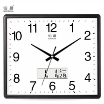 Square electronic wall clock living room silent clock home personality creative fashion art calendar quartz clock hanging wall