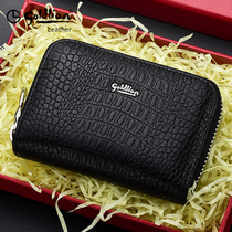 Kinli to Card Package Male Multi-position Genuine Leather Large Capacity Bull Leather Small Mini-Mount Card Anti Degaussing Bank Card Credit Card