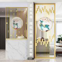 Nordic partition cabinet screen decoration dining room living room entrance entrance modern simple Net red hollow metal stainless steel