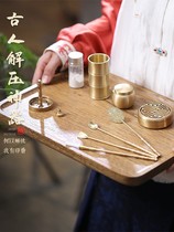 2021 new suit incense seal stove copper incense burner sandalwood powder incense tools entry incense road set creative