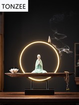 Backflow censer ceramic small novice monk home indoor incense creative Zen sandalwood agarwood desktop decoration lamp ornaments
