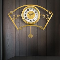 New Chinese home pure copper bell table Living room China Wind clock modern light extravagant atmosphere personality quartz muted hanging clock