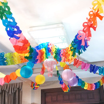 Paper flower reunion New Years Day Thanksgiving pendant ribbon school classroom festival birthday decoration package
