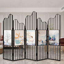 Modern art Wrought iron screen partition Living room light luxury door entrance decoration Bedroom folding mobile indoor folding screen