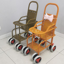 Summer rattan dining chair trolley bamboo rattan sitting baby Light Children car imitation vine breathable summer baby trolley