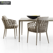 Nordic Casual Rattan Weaving Outdoor Dining Table And Chairs Outdoor Patio Cafe Real Rattan Chair Furniture Garden Terrace Balcony