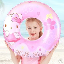 Super cute Hello kitty swimming ring pink girl 3-8 years old inflatable kiti cat swimming ring 7 thick 6 Hello kitty save
