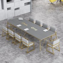 Nordic solid wood desk conference table long table rectangular office computer desk simple training negotiation table and chair combination