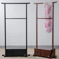 Old Elm floor-mounted household hanger simple storage storage modern large hanger all solid wood new Chinese coat rack