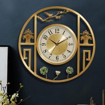 Pure brass new Chinese watch home wall clock living room Chinese style modern creative Villa porch atmospheric time clock
