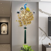 New Chinese Hung Clock Living Room Decoration Light Extravagant Timepiece Home Fashion Brief Silent Creative Art Peacock Table Hanging Wall