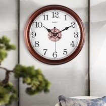 New Chinese style solid wood hanging watch home living room Chinese style personality creative fashion clock decoration mute wall watch