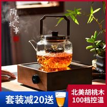Ceramic story tea boiling machine tea boiling tea stove glass kettle electric ceramic stove boiling tea special automatic steaming tea set