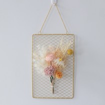 Simple Nordic style real flower dry bouquet wrought iron wall hanging living room home wall decoration pendant housewarming opening gift