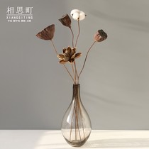 Nordic style natural dry bouquet real flower decoration ornaments Lotus Lotus Lotus penis Zen Chinese flower arrangement Buddha family living room
