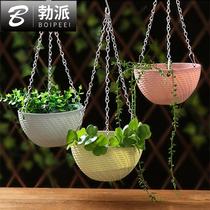 Hanging plastic hanging basket flower pot hanging wall hanging basket green roe basket small hanging basket multi-meat pot