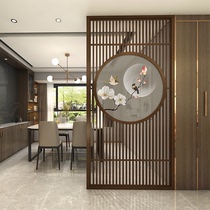 New Chinese style screen partition Living room modern simple bedroom office Solid wood grille door into the door to block the brake entrance