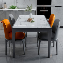 Nordic rock board table Italian marble household small apartment modern simple rectangular solid wood dining table and chair combination