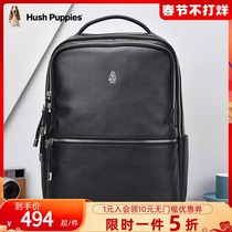 Hush Bub backpack men's leisure travel bag black large capacity computer bag simple business leather backpack