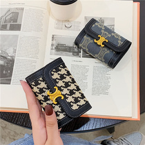 Small crowddesign Canvas Card Bag Women Style Delicate Fashion Small Ultra Slim Multi-Position Document Bit Bank Credit Card Cover