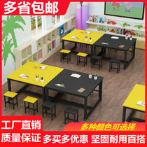 Glass kindergarten painting table Art table Student tutoring tutoring training course Desks and chairs Handmade calligraphy Studio table