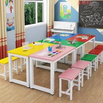Kindergarten Primary School Childrens Painting Room Fine Art Table Classroom Painting desks and chairs Training courses Fine arts class Drawing and chairs