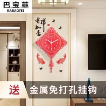 New Chinese hanging clock Living room Creative Luminous Clock Home Fashion Atmosphere China Wind Clock Hanging Wall Decoration Hanging Watch