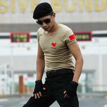 Shield Lang outdoor military fan T-shirt mens training uniforms V-neck round neck short sleeve overalls T-shirt tactical T-shirt