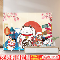 Japanese-style screen Zhaocaimao restaurant door blocking and wind double-sided background folding mobile partition Ukiyo-e