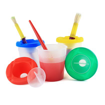 Kindergarten childrens hand DIY art tools drawing paint Cup wash pen cup sealed painting color pot