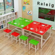 Little baby handmade desks and chairs Painting glass dining table cram school set table color kindergarten training tables and chairs