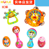 Huile 999 Painted Orff Musical Instrument Newborn Rattle Baby Toy Drum Bell Sand Hammer