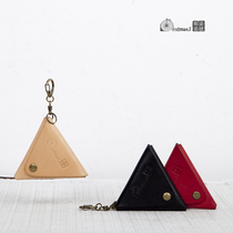 7th Original Day Department Handmade Head Layer Cow Leather Tree High Plant Tannic Triangle Zero Money Bag Coin Bag Containing EAR MACHINE LINE