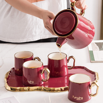 Light luxury water set ceramic coffee cup tea cup teapot home living room family water Cup European small luxury Cup