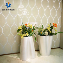 Shopping mall Hotel KTV aisle corridor decoration ornaments flower cylinder combination landing large vase creative glass fiber plastic flower pot