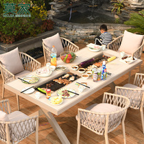 Mojia Outdoor Barbecue Table And Chairs Nordic Barbecue Table Home Barbecue Grill Electric Grill Table Courtyard Villa Aluminum Alloy Table And Chairs