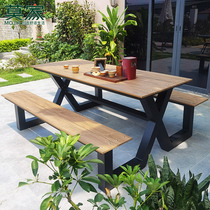 Mojia outdoor park chair outdoor long table row chair outdoor bench courtyard leisure seat plastic wood aluminum alloy chair